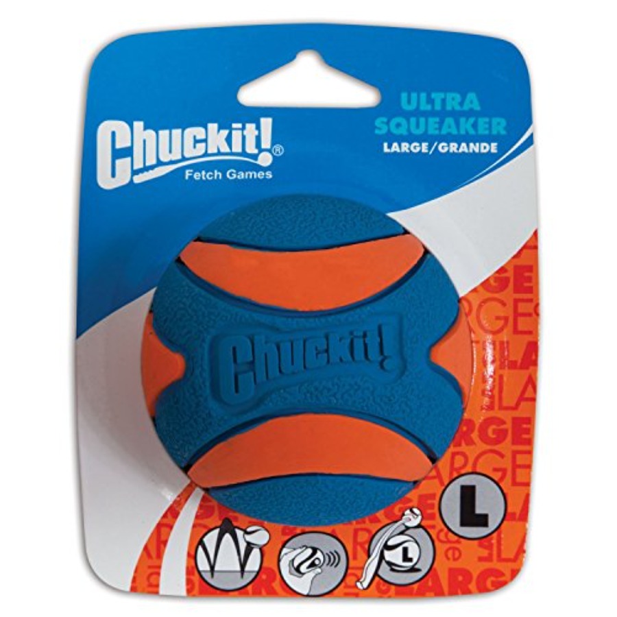 Chuckit Ultra Squeaker Ball Dog Toy Large 3" Diameter (4 Pack)