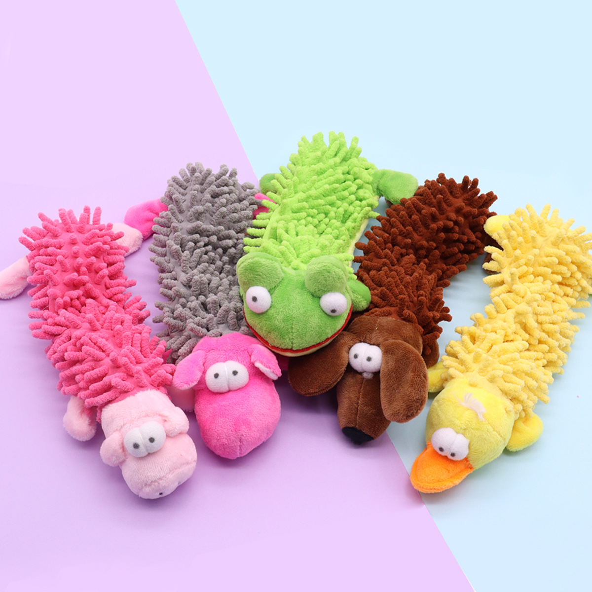 Squeaky Sound Plush Pet Toy Frog Hippo Mop Fur Shell Dog Chew Toy Teeth Grinding Bite Resistant Puppy Entertainment Supplies