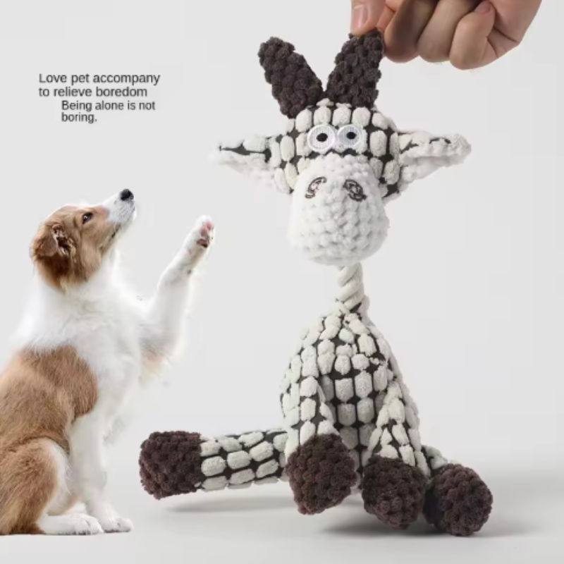 Puppy Squeaker Squeaky Plush Bone Dog Toy - Fun Chew Toy for Teething Pets Molar Training Accessory for Canine Playtime