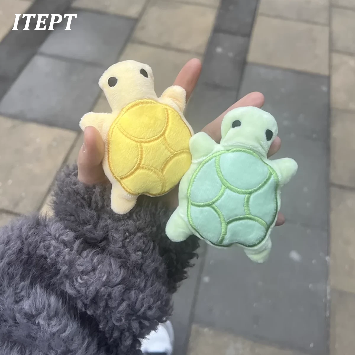 Mini turtle plush dog chew toy for self-entertainment, durable and bite-resistant, promotes dental health and safe fun play.