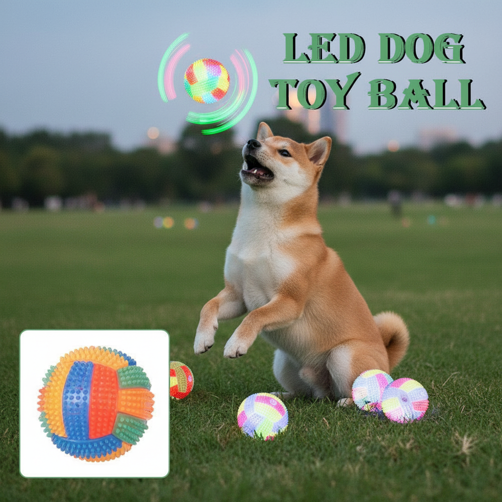 Luminous Elastic Activation Sound Ball Toys Massage Ball with Whistle Dog Cats Chew Bouncy Ball Soccer Glowing Children Pet Toys