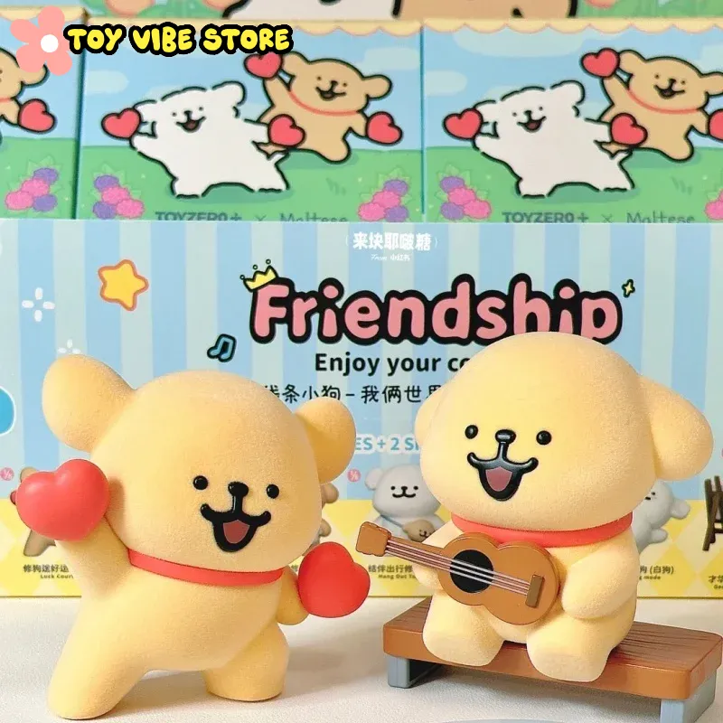 Plzdot Maltese We Are The Best In World Blind Box Mini Golden Dog Anime Toy White Figure Collection Model for Holiday Gift