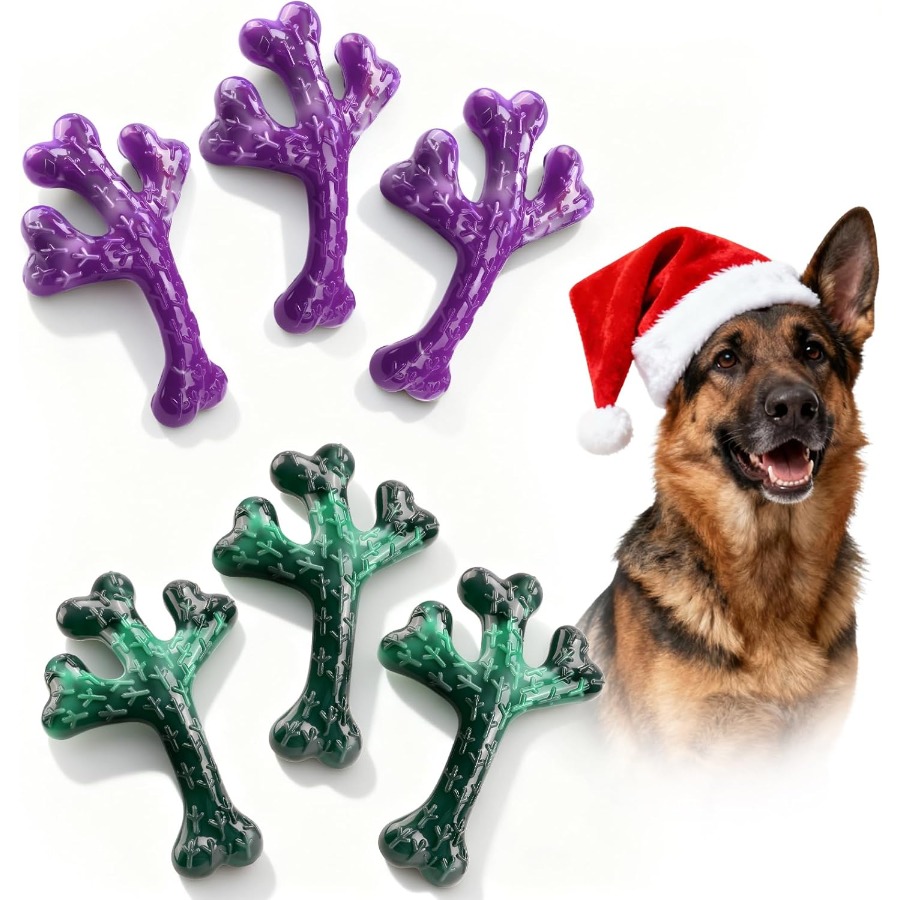 Dog Toys for Aggressive Chewers: 6 Pack Beef Flavored Indestructible Chew Toys Tough Nylon Chew Bones for Medium and Large Dogs