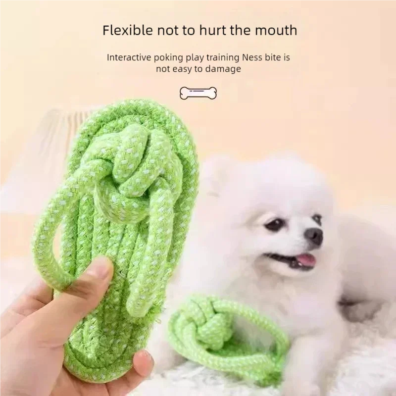 Pet Cotton Rope Slipper Knot Toy For Small Dogs Interactive Chew Toy Dental Clean Teeth Grind Tartar Control Non Toxic Dog Toys