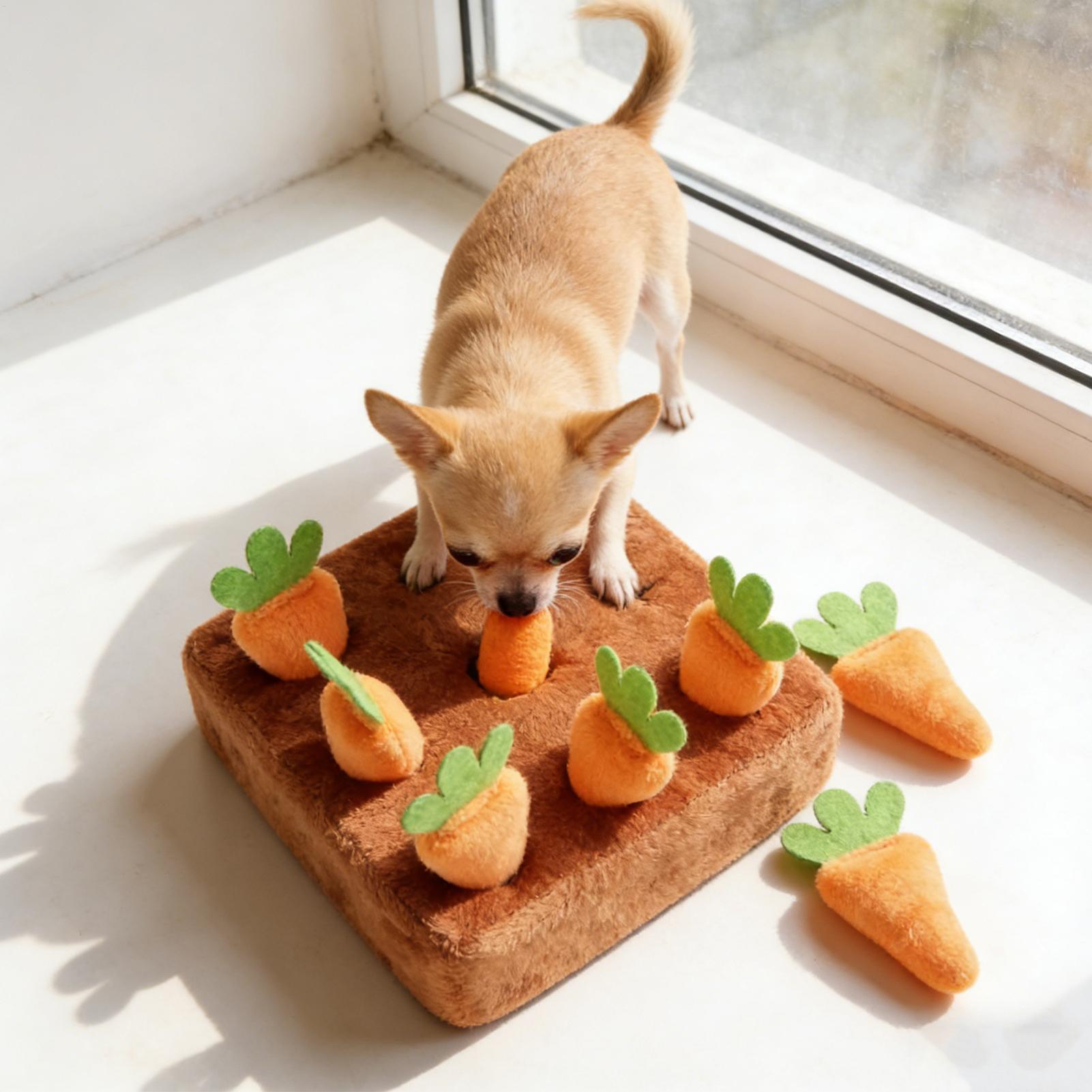Carrot Design Interactive Snuffle Mat for Dogs Enrichment Toy to Reduce Boredom Mental Training Crate Training & Alone Time Play