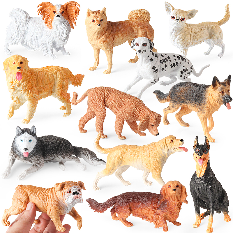 Oenux Dog Animals Model Action Figure Dobermann Shiba inu Pomeranian Boxer Husky Puppy Figurines Cute Collection Toy Kids Gift