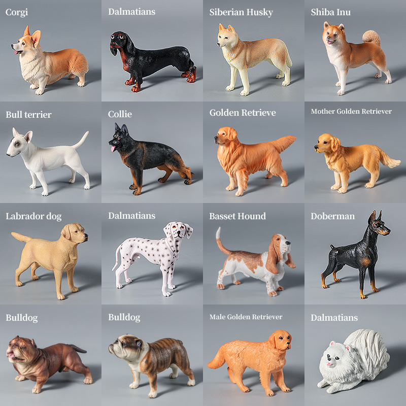 Farm Dog Animals Model Toy Set - Husky German Shepherd Saint Bernard Action Figures Puppy Figurines Cute Collection Gift for Kid