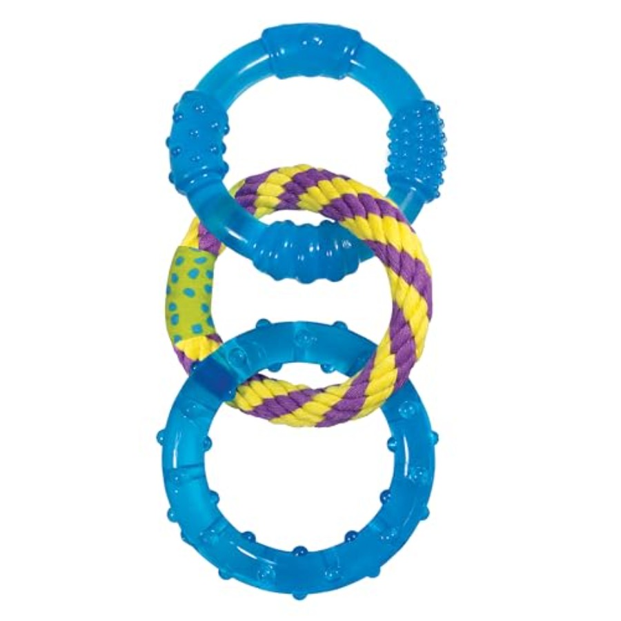 Dental Links Dog Chew Toy Puppies and Adults, Strong Chewers, Multiple Textures and Rope, 8.5" x 4" x 1"
