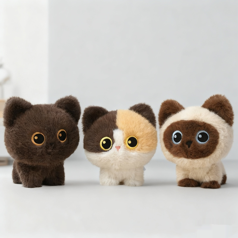 New Cartoon Cute Standing Cat Plush Siamese/Black/Tricolor Cat Emotional Comfort Office Desktop Decor Trendy Toy Holiday Gifts