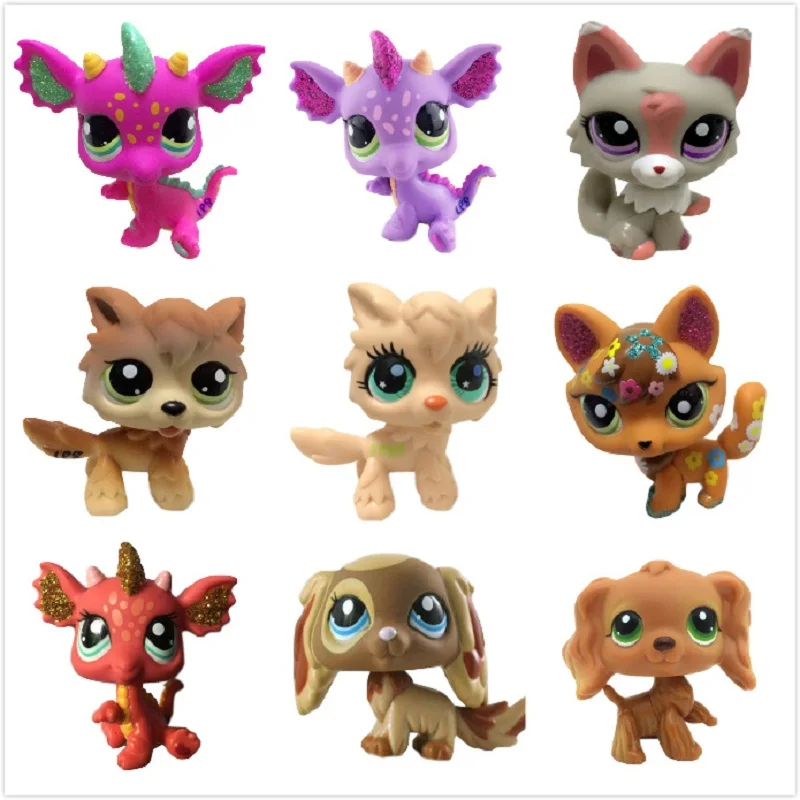 LPS Pet Shop Cute Short Hair Cat Toys Great Dane Collie Dogs PVC Action Stand Figure Toys Cosplay Dolls Model Toy Gifts For Kids
