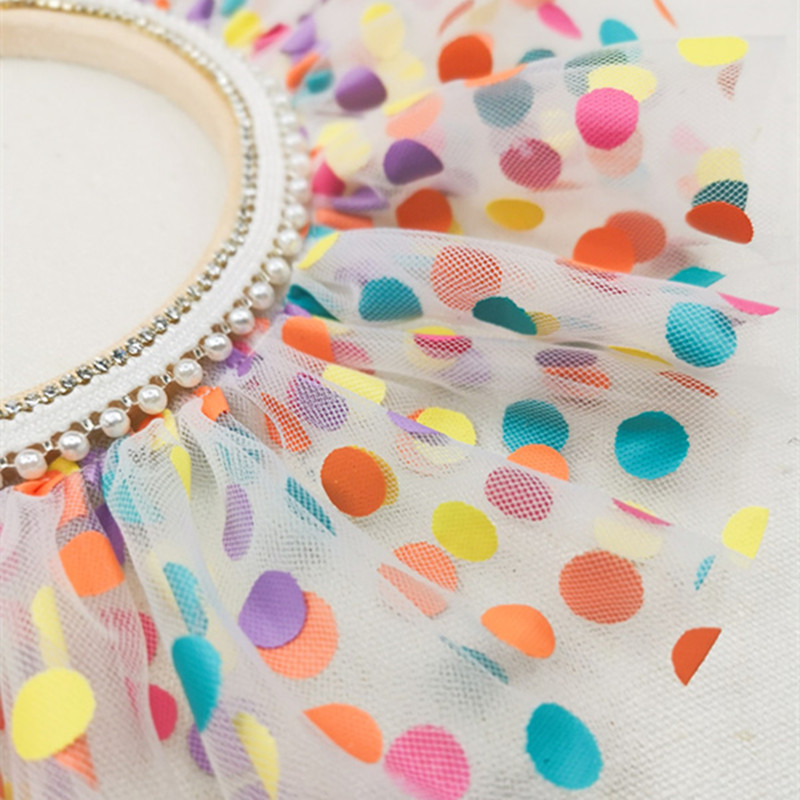 Cartoon colorful dots smocked white lace DIY children's clothes skirt toy doll apron cat dog scarf hand craft sewing accessories