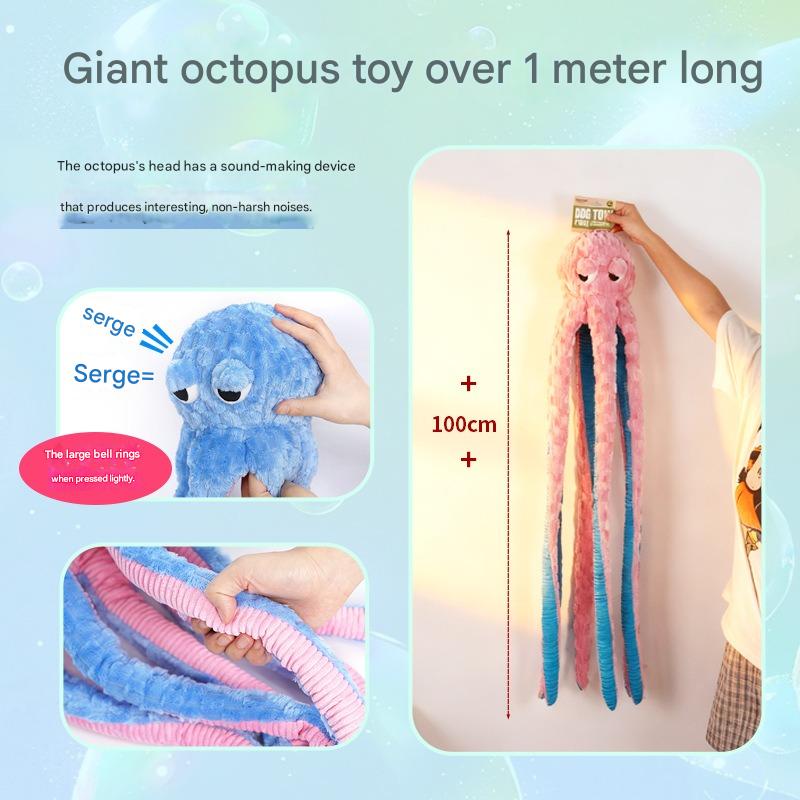 Squeaky Octopus Dog Toy 1M Long, Tug of War & Chew Toy with Squeaker for Large Medium Breed Dogs