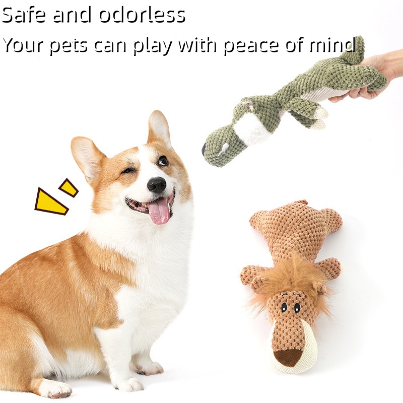 Selected plush dog toys elephant lion wolf sound-making intelligence pet toys grinding teeth chewing toys lovely cartoon plush