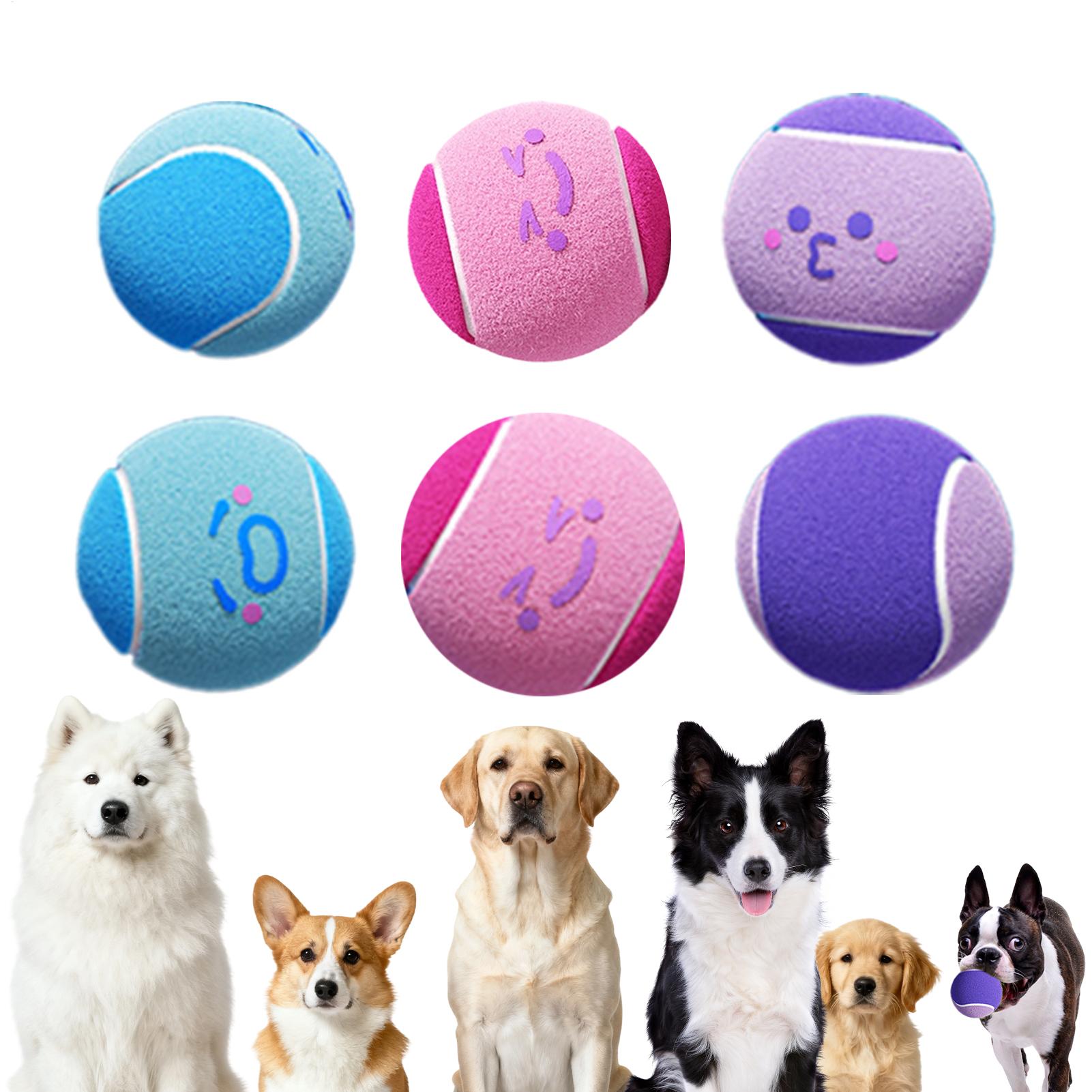 6pcs Pet Dogs Tennis Balls, Interactive Toys For Dog, Chew-resistant Durable Rubber Tennis Balls, Puppy Indoor Outdoor Play Toys