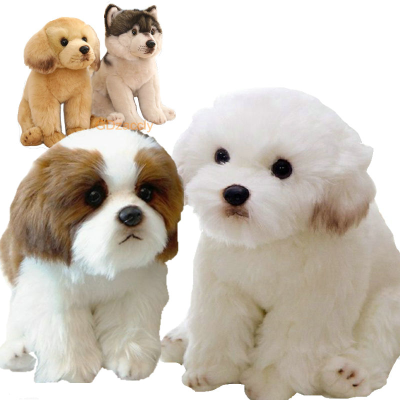 Simulation Maltese Dog Plush Toy Stuffed Animals High Quality Realistic French Bulldog German Shepherd Pug Pet Puppy Doll Toys