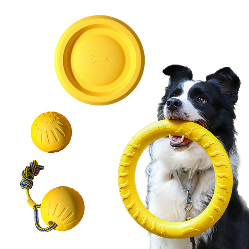 EVA Durable Dog Toys 4 Pack  Flying Disc + Ball + Tug Rope for Puppy&Adult Dogs  Chew-Proof Teeth Cleaning Set 2026 Best Seller