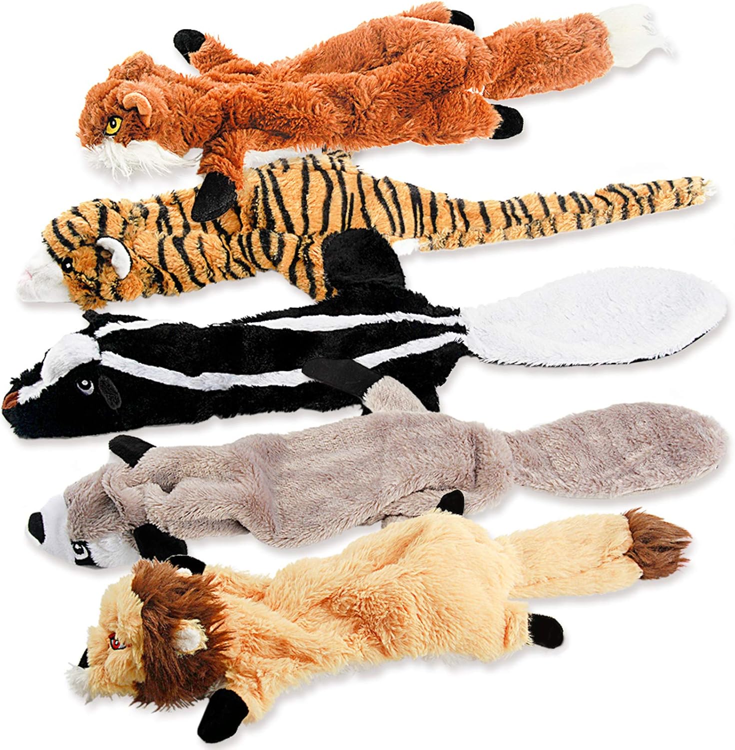 Dog Squeak Toys, No Stuffing Plush Dogs Chew Toy Bundle for Small Medium Large Breed Chewer Tough Durable Squeaky Pet Fetch Pupp