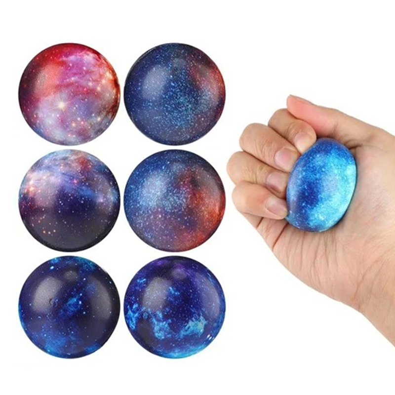 6PC Galaxy Stress Balls - Outer Space Foam Squeeze Toys, Slow-Rise Soft Squishy Anti-Stress Set Pet Dog Balls Toy