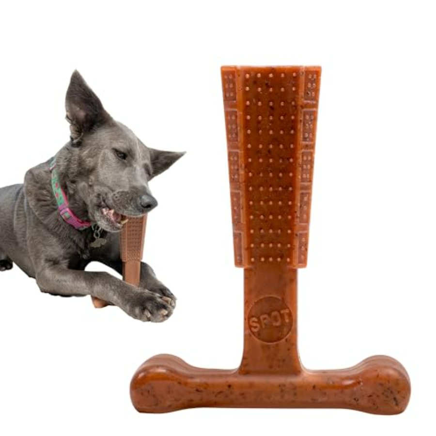 Bam-Bones Plus T Bone Bamboo Fiber and Nylon Dog Chew Toy for Moderate to Aggressive Chewers, Durable Long Lasting and Non-Spli