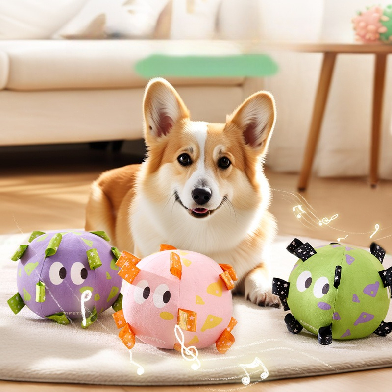 New Dog Football Toy Dog Tour Training Toy Ball Built in Bell Plush Voice Machine Washable Pet Ball ProductsCat and DogUniversal