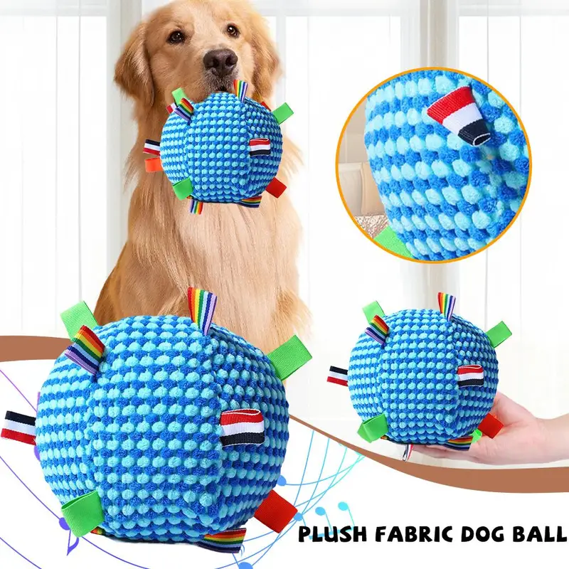Soft Fabric Dog Ball with Bell, Squeaky Interactive Toy for Small Medium DogsTraining & Fetch Play for Puppy Pet Accessories