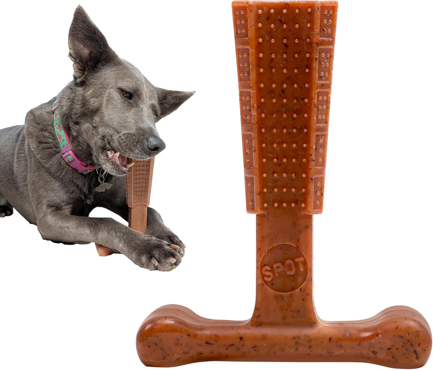 SPOT Bam-Bones Plus T Bone – Bamboo Fiber & Nylon Dog Chew Toy for Moderate to Aggressive Chewers, Durable Long Lasting & Non-Sp