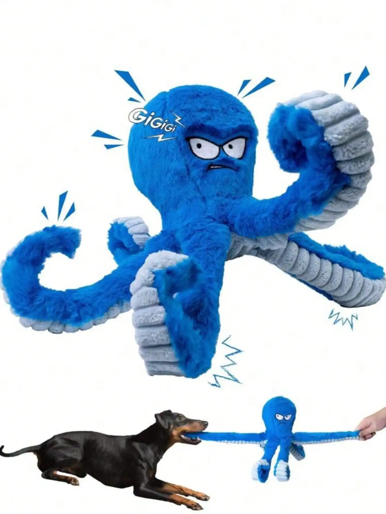 1pc Durable Plush Dog Chew Toy, Squeaky Interactive Tug Of War Toy For Large Dogs, Crinkle Sound Pet Toy, Warm Puppy Toy, Best D