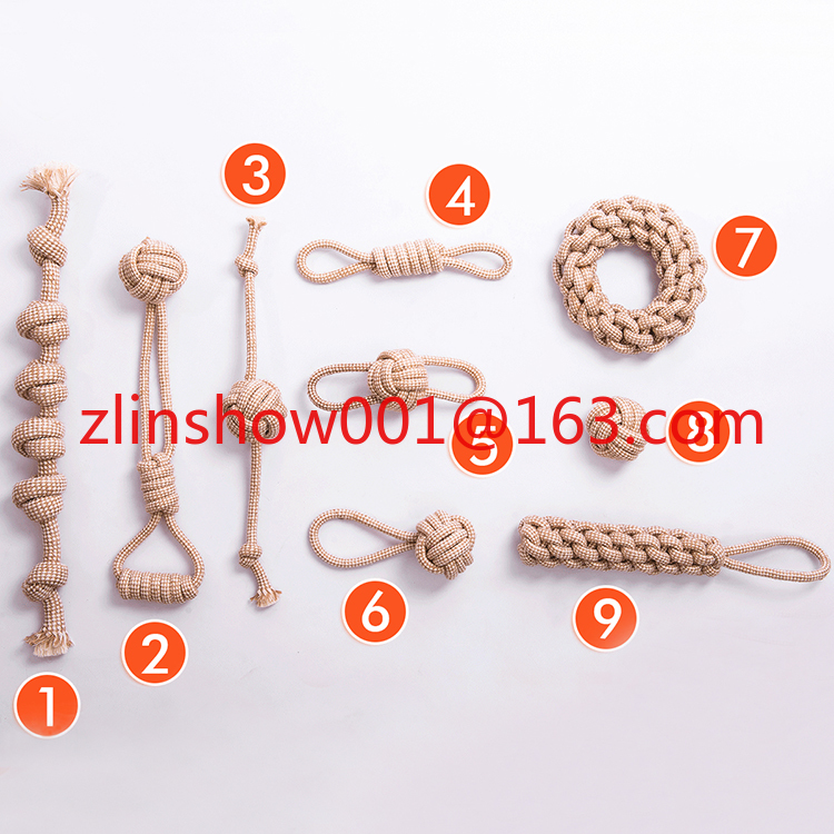 9 Packs Sustainable Natural Cotton Hemp Organic Tough Rope Dog Toy Chew Set Hemp Dog Toy