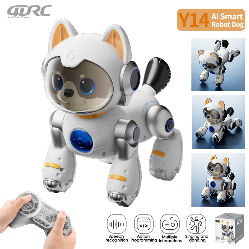 New Y14 RC AI Smart RC Robot Dog Toys Voice Command Programmable With Singing and Dancing Remote Control Toy Best Gift for Kids