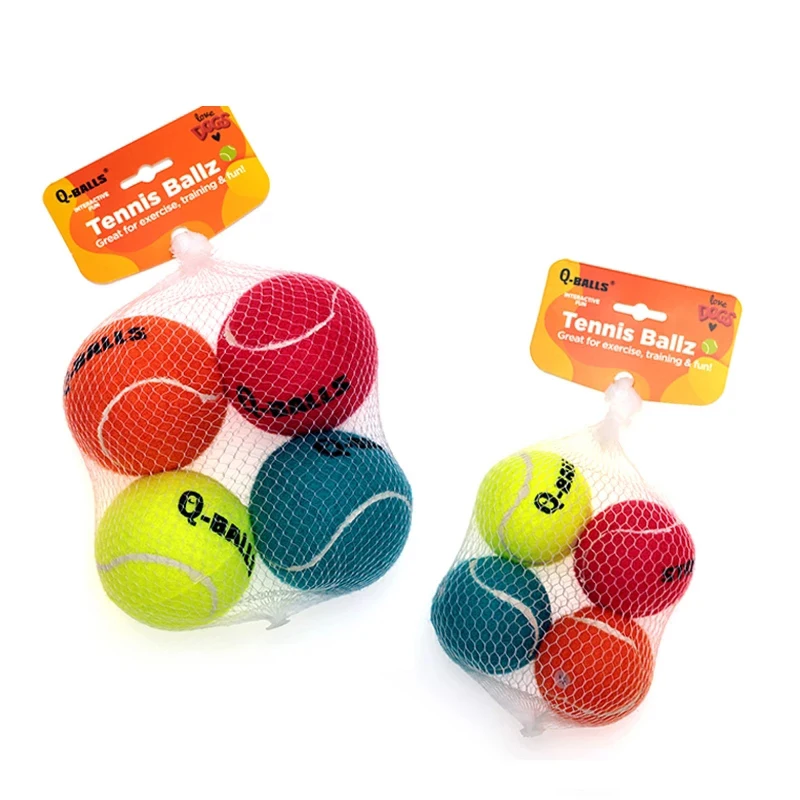 Dog Toy Set Thick Walled Natural Rubber Squeak Chew Balls For Dogs Tennis Interactive Bouncy Balls For Training 4-pack Balles