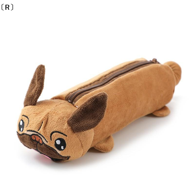 〔R〕Cute Cartoon Plush Dog Pencil Case Multifunctional Storage Bag Coin Purse Kawaii Plush Toy Bag Student Stationery Supplies