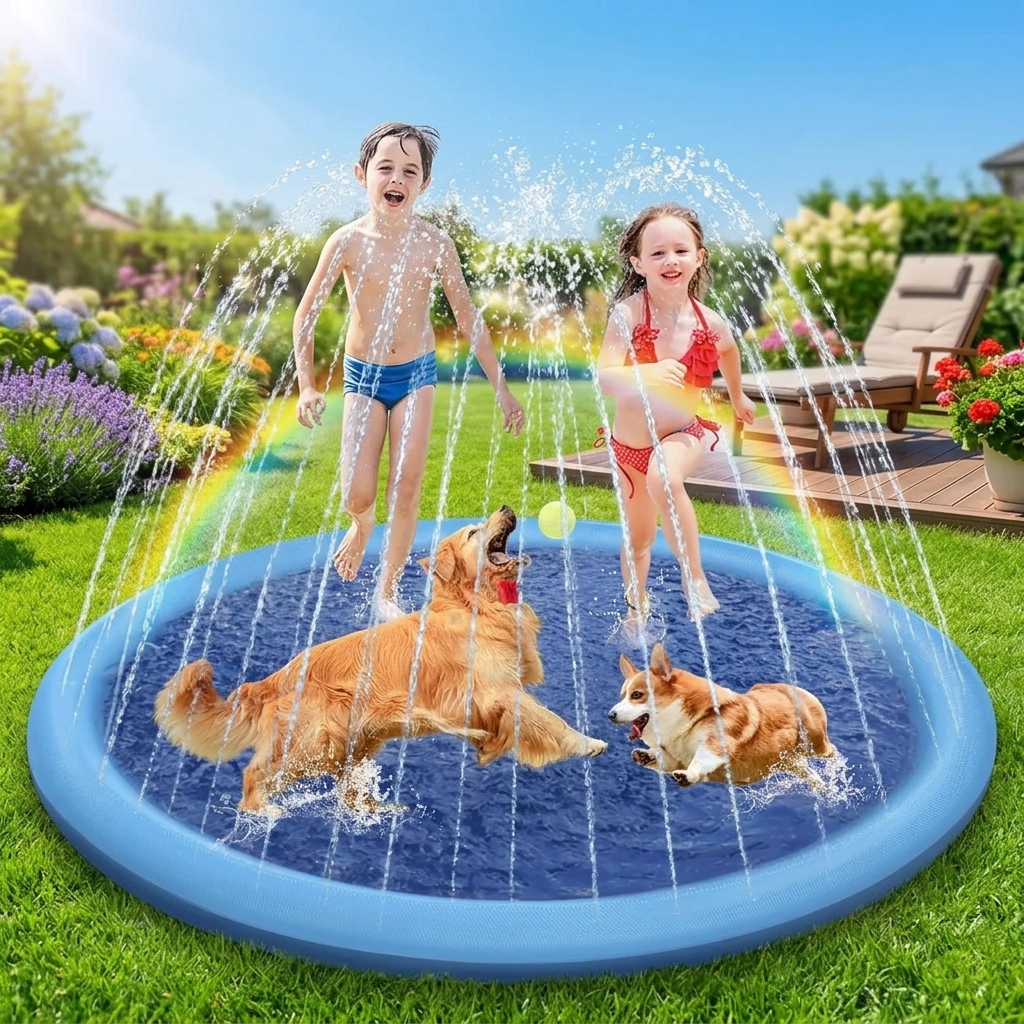 Premium Interactive Pet Spraying Mat Professional Summer Family Entertainment High Quality Cooling Play Mat Advanced Suitable