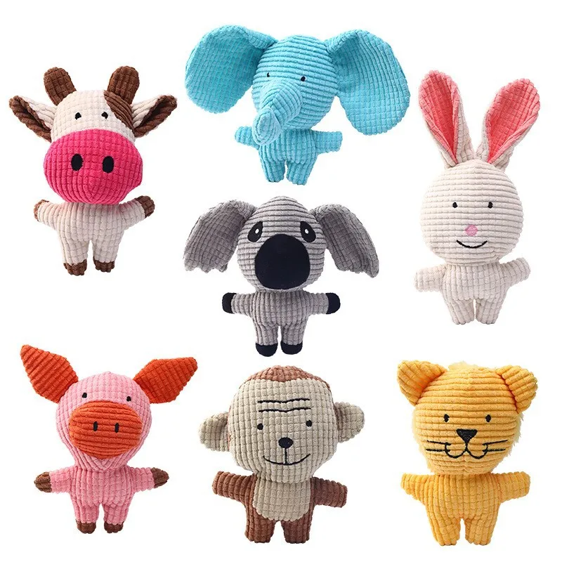 Interactive Squeaky Pet Toy Durable Sustainable Cartoon Animal Plush Bite-Resistant Cat and Dog Toys