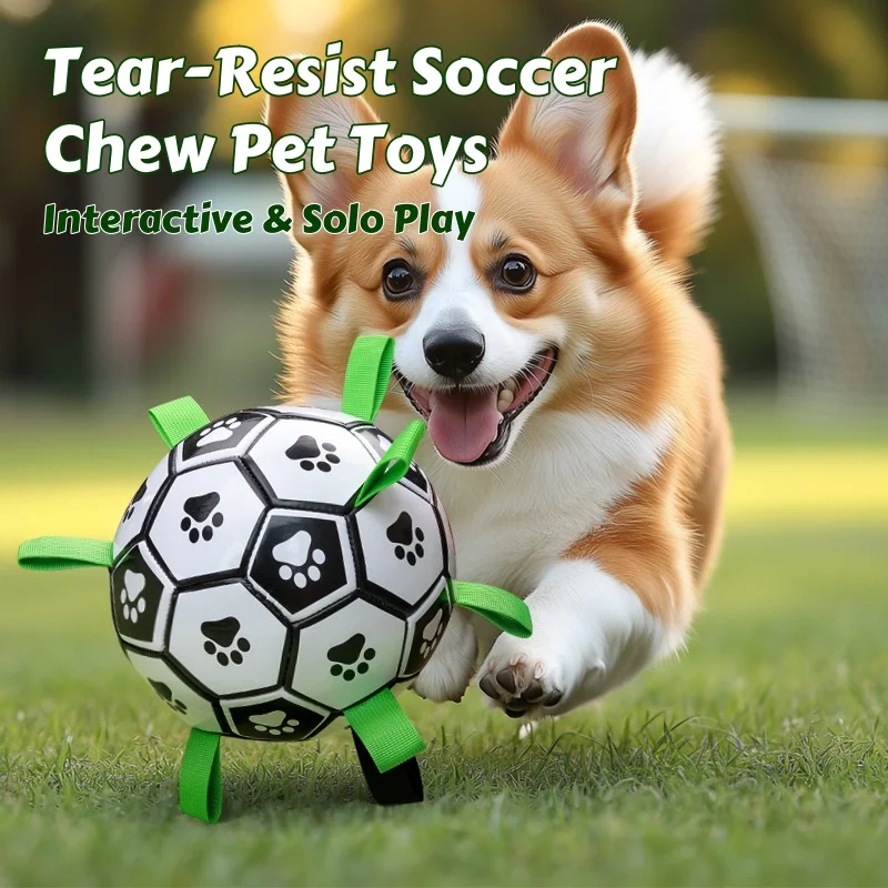 Soccer Dog Toy – Tear-Resistant Chew Ball for Interactive Training & Solo Play, Indoor/Outdoor Durable Bite-Proof Fetch Toy