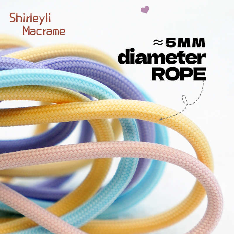 5mm Macrame Polyester Braid Cord DIY Macrame Wristlet Keychain Dog Collar Toy Bag TrapMaking Macrame Cords 5.5 Yards a bundle