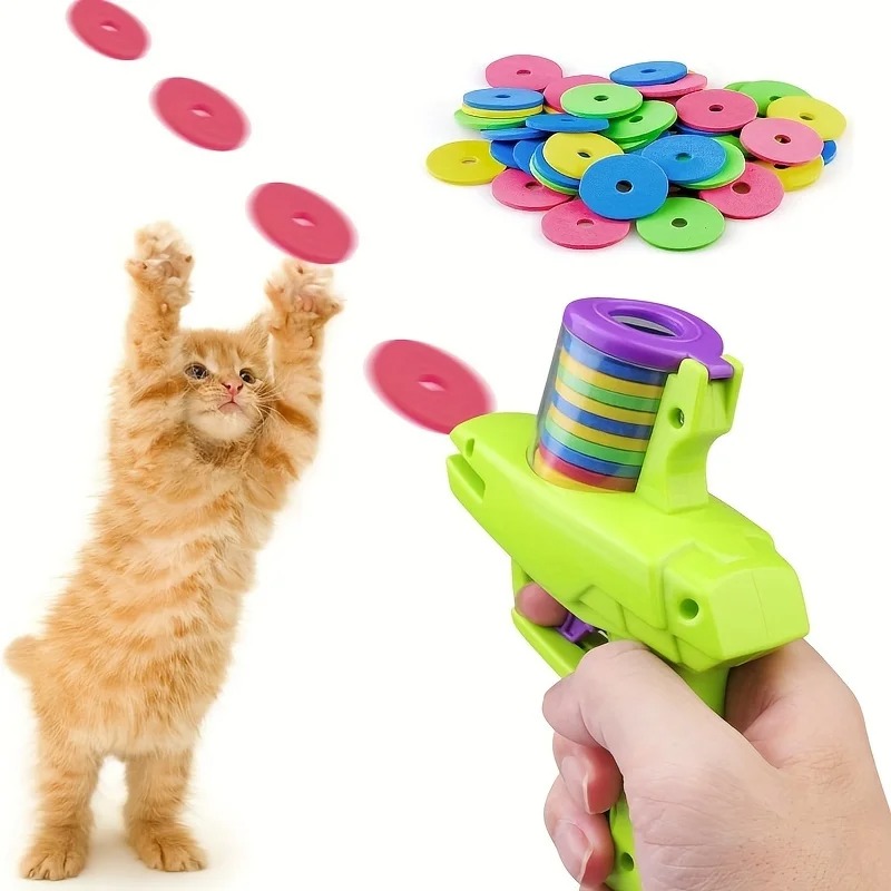 Mini Carrot Flying Disc Launcher Toy, Chew Proof Durable, Catnip Bell Stimulation, Interactive Fetch Game for Dogs Cats, Outdoor