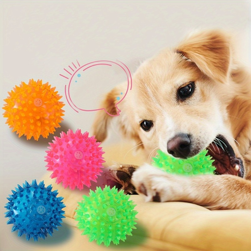 3pcs Dog Puppy Squeak Toy Ball: Jump, Massage & Clean Teeth & Gums for Optimal Health!