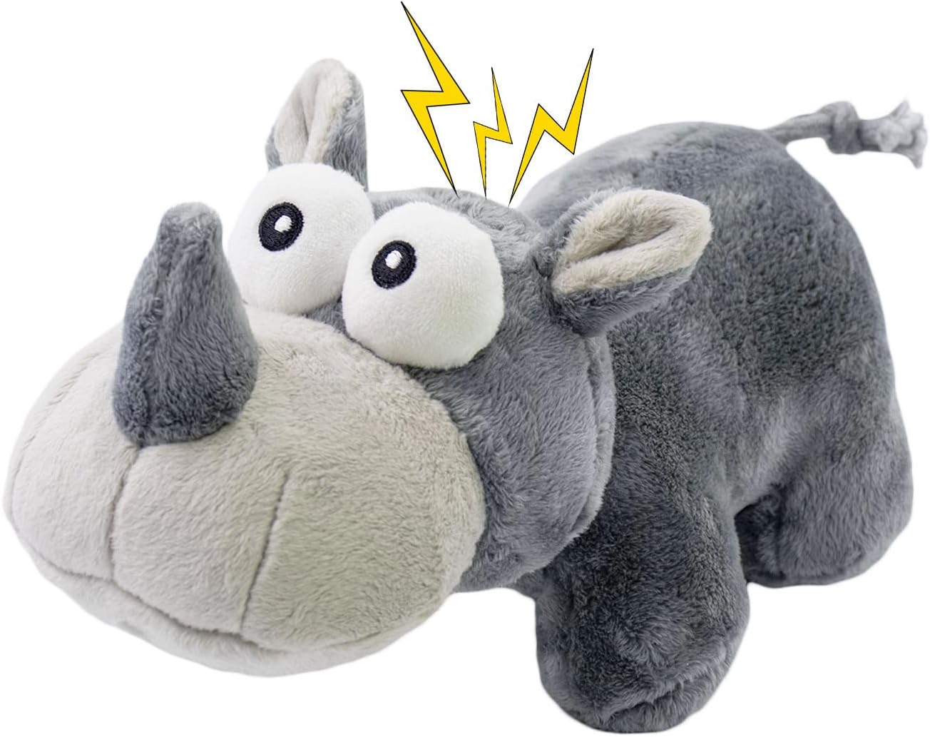 Stuffed Chew Large Dog Toys to Keep Them Busy, Crinkle Grey Good Size Rhino Best Gift Christmas