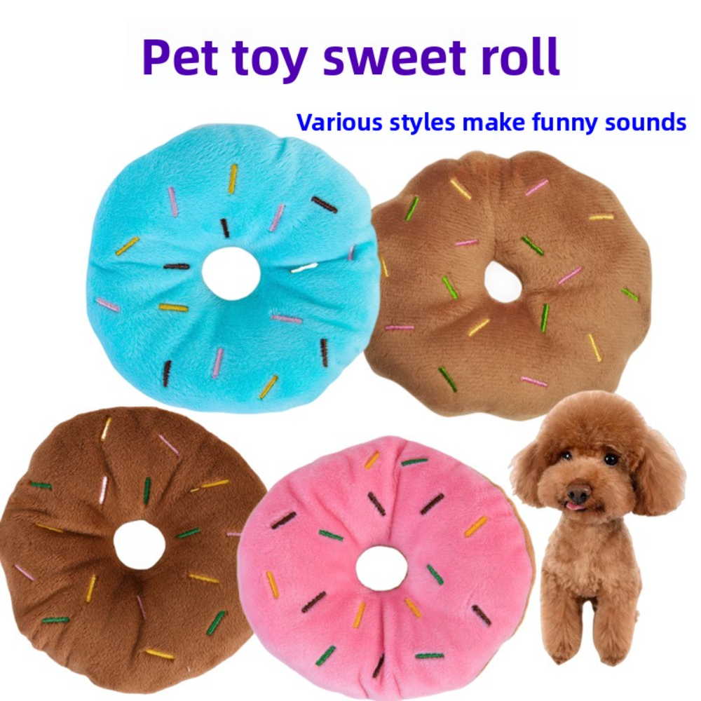 Pet Voice Dog Plush Doughnut Toys Cat Supplies Anti Bite Teeth Pet Toys Amazon Hot Products